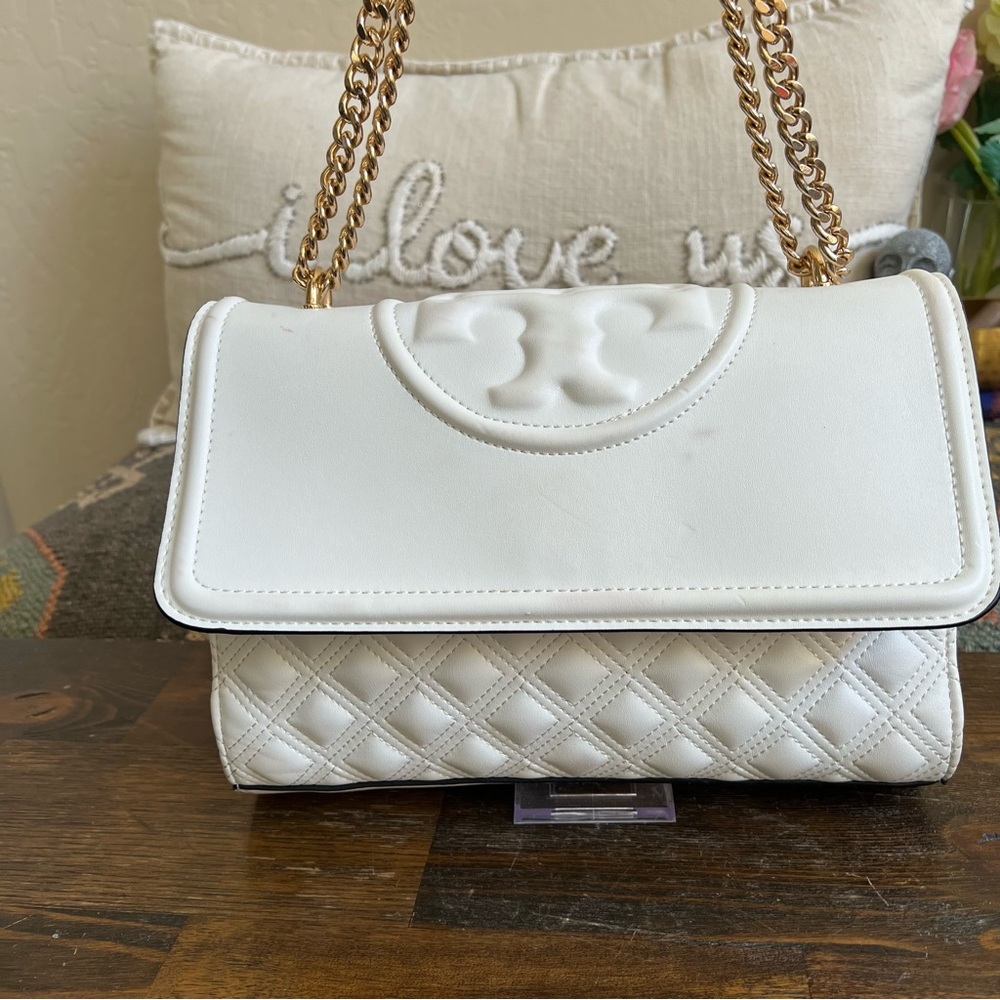 ❗️SOLD ❗️Tory Burch Fleming White Leather Flap Chain Convertible ShoulderBag - Picture 3 of 17